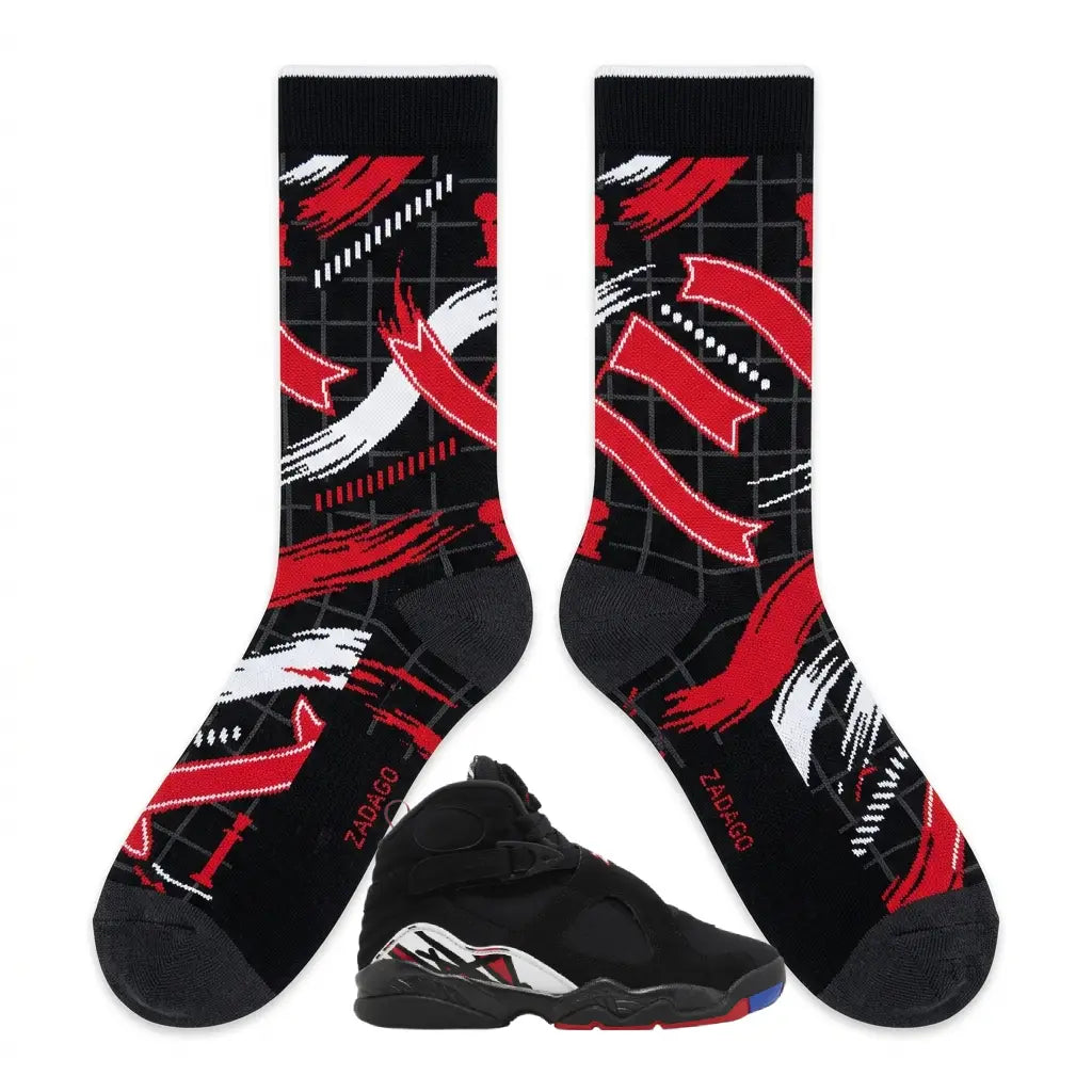 Playoff GS 2023 Sneaker Match Socks – Air Jordan 8 Retro Inspired Mid-Calf Crew Socks