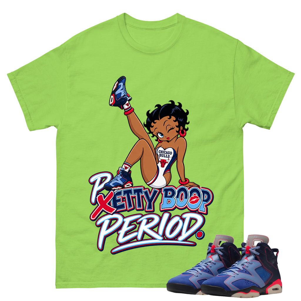 Pretty Boop Period Shirt To Match Air Jordan 6 x Awake NY Midnight Navy Unisex Cotton Graphic Tee