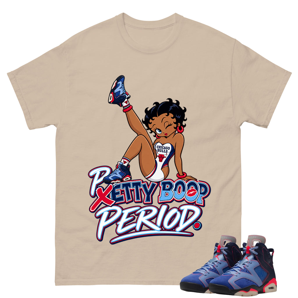 Pretty Boop Period Shirt To Match Air Jordan 6 x Awake NY Midnight Navy Unisex Cotton Graphic Tee