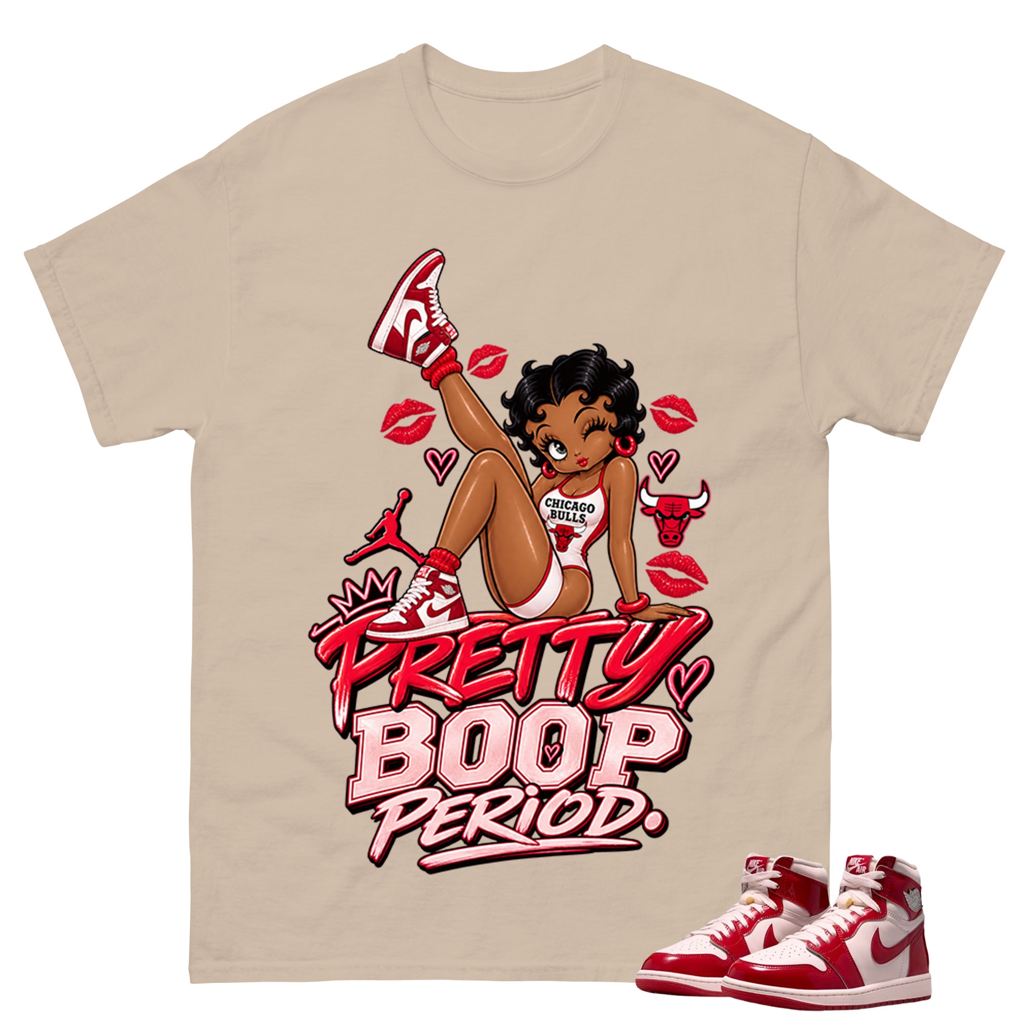 Pretty Boop Period Shirt To Match Women's Air Jordan 1 Nails and Grails Unisex Cotton Graphic Tee