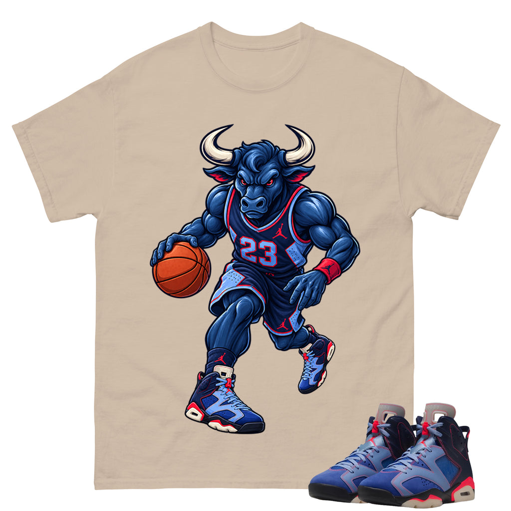Raging Bull Shirt To Match Air Jordan 6 x Awake NY Midnight Navy Unisex Cotton Graphic Tee