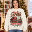 Replacement female model wearing the Book Lover Christmas Club sweatshirt