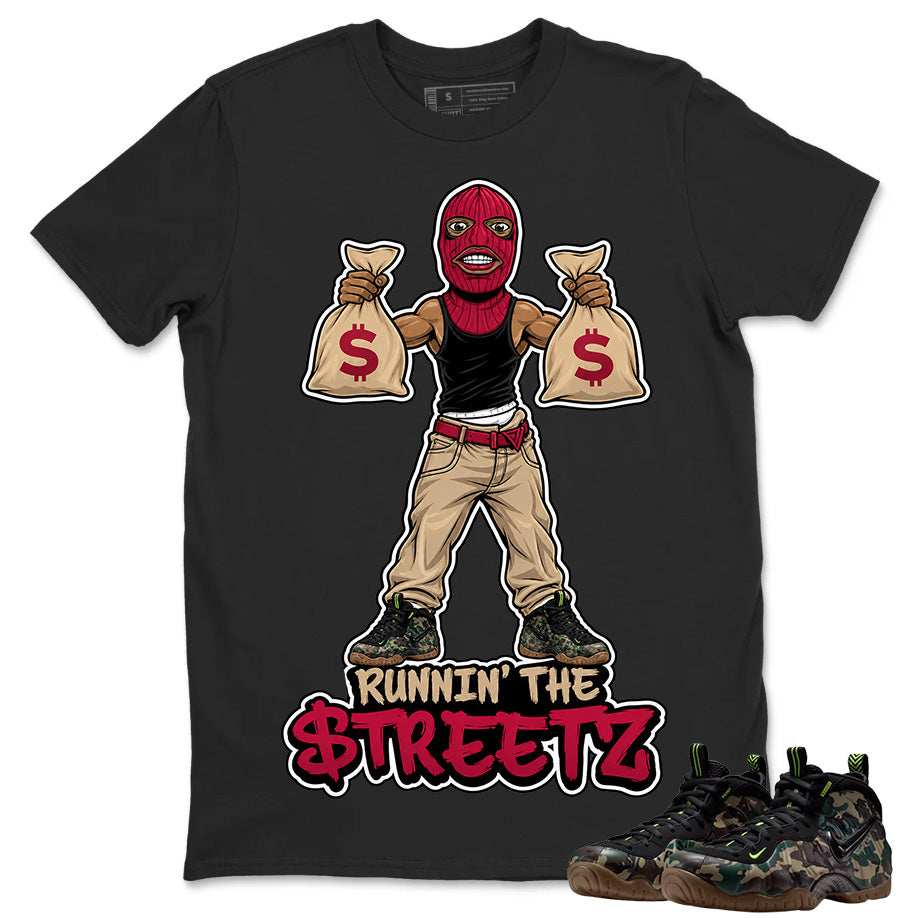 Runnin The Street Shirt To Match Air Foamposite Pro Black Camo Unisex Cotton Graphic Tee