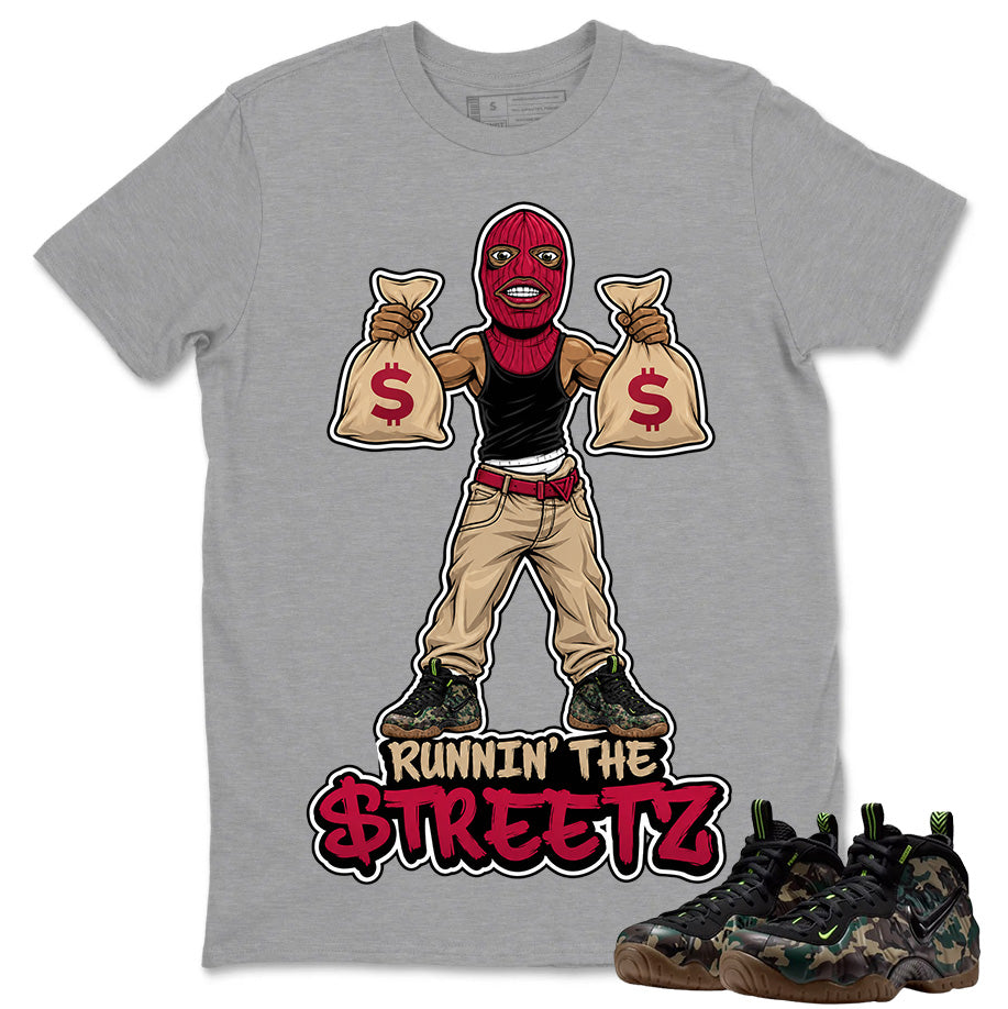 Runnin The Street Shirt To Match Air Foamposite Pro Black Camo Unisex Cotton Graphic Tee
