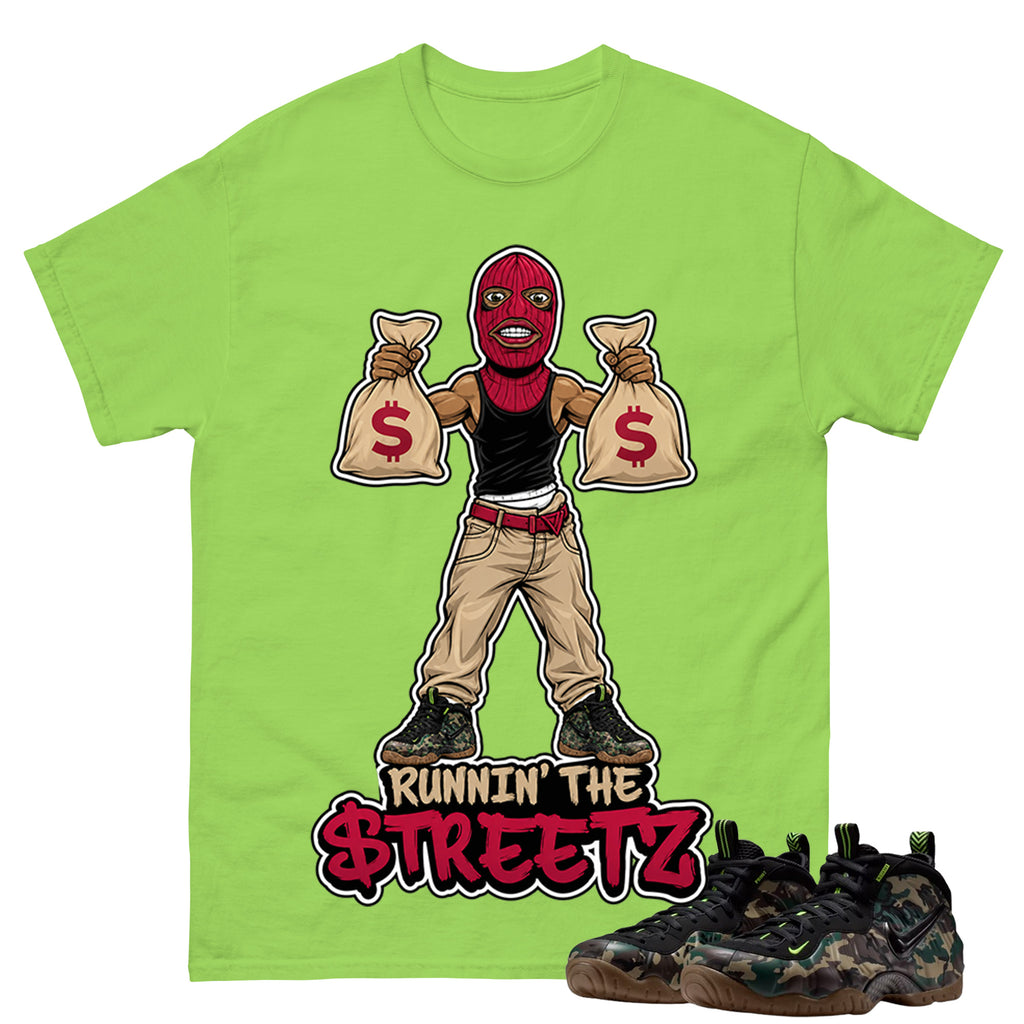 Runnin The Street Shirt To Match Air Foamposite Pro Black Camo Unisex Cotton Graphic Tee