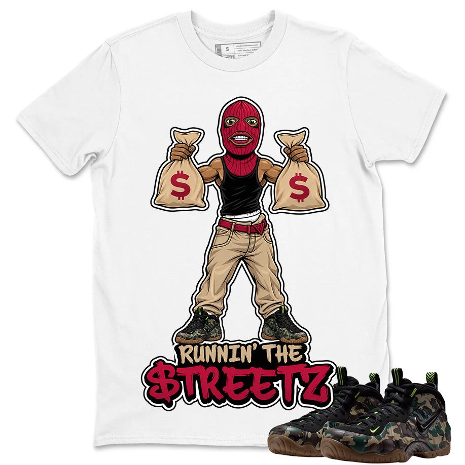 Runnin The Street Shirt To Match Air Foamposite Pro Black Camo Unisex Cotton Graphic Tee