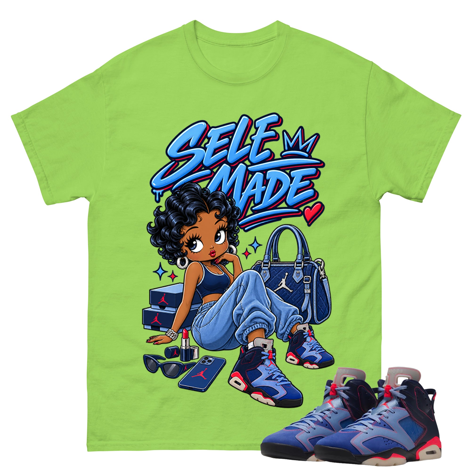 Self Made Shirt To Match Air Jordan 6 x Awake NY Midnight Navy Unisex Cotton Graphic Tee