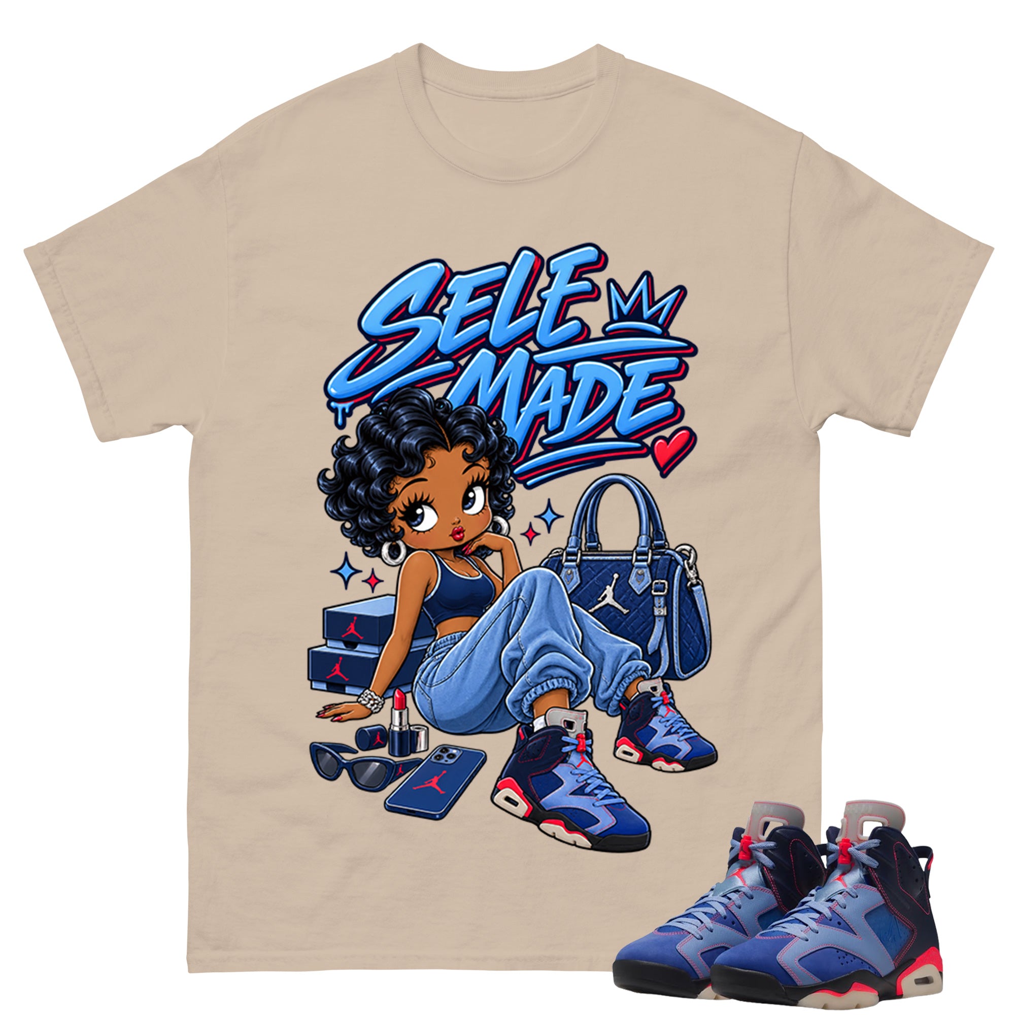 Self Made Shirt To Match Air Jordan 6 x Awake NY Midnight Navy Unisex Cotton Graphic Tee