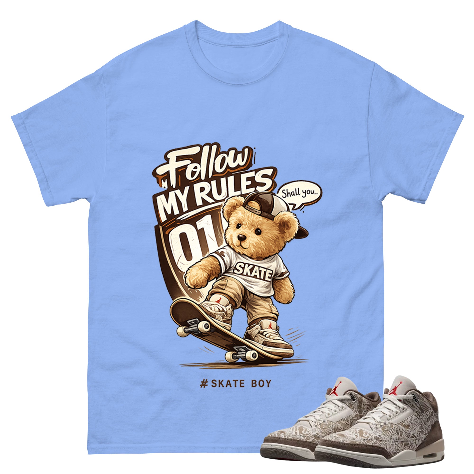 Skate Boy Shirt To Match Air Jordan 3 Retro Laser Palomino Unisex Cotton Graphic Tee