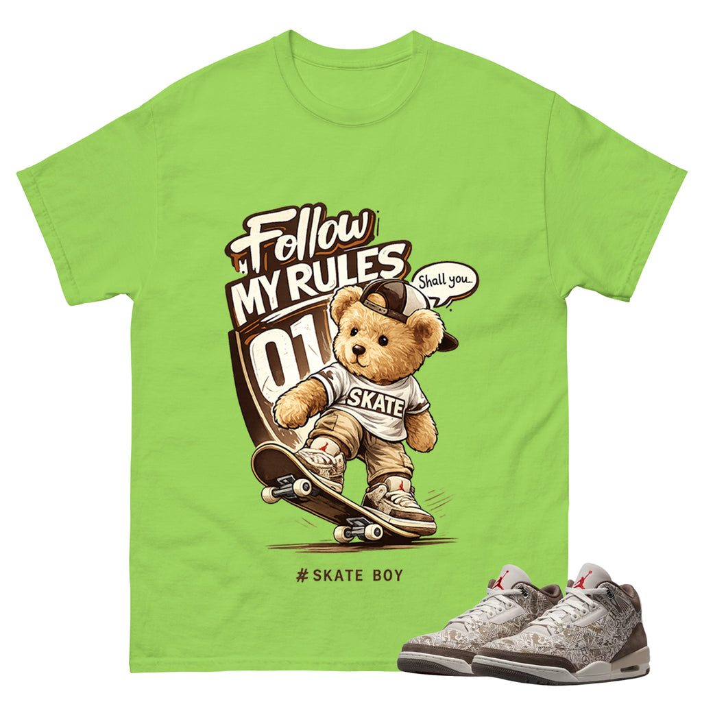 Skate Boy Shirt To Match Air Jordan 3 Retro Laser Palomino Unisex Cotton Graphic Tee