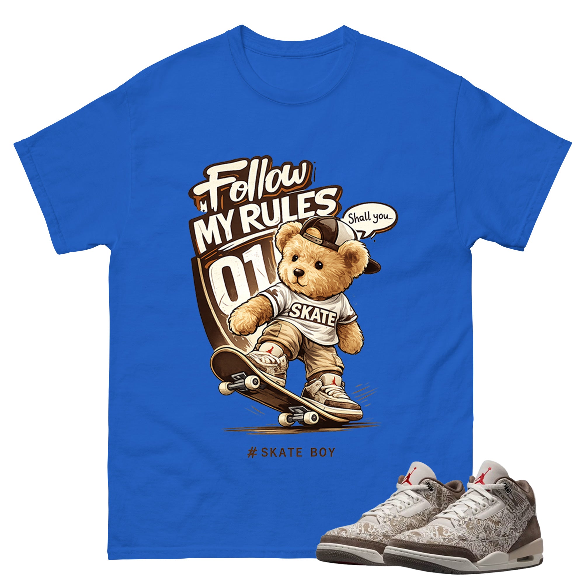 Skate Boy Shirt To Match Air Jordan 3 Retro Laser Palomino Unisex Cotton Graphic Tee