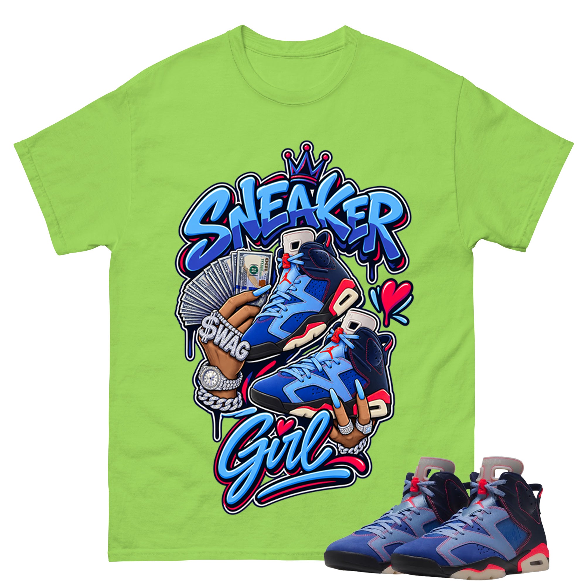Sneaker Girl Shirt To Match Air Jordan 6 x Awake NY Midnight Navy Unisex Cotton Graphic Tee