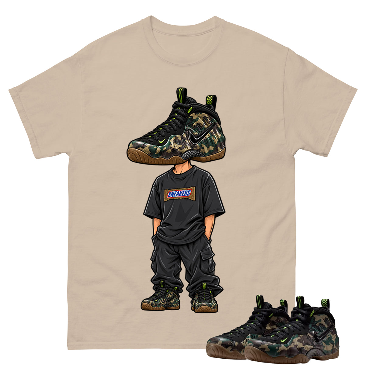 Sneakerhead Shirt To Match Air Foamposite Pro Black Camo Unisex Cotton Graphic Tee