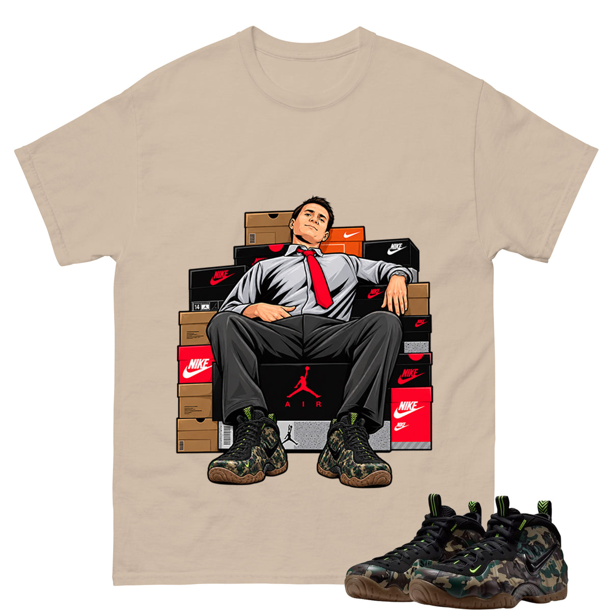 Sole Boss Shirt To Match Air Foamposite Pro Black Camo Unisex Cotton Graphic Tee