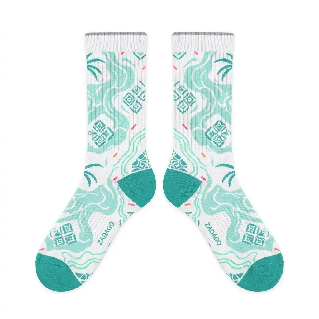 South Beach Sneaker Match Socks – Air Jordan 8 Retro Inspired Mid-Calf Crew Socks