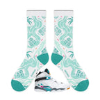 South Beach Sneaker Match Socks – Air Jordan 8 Retro Inspired Mid-Calf Crew Socks