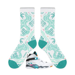 South Beach Sneaker Match Socks – Air Jordan 8 Retro Inspired Mid-Calf Crew Socks