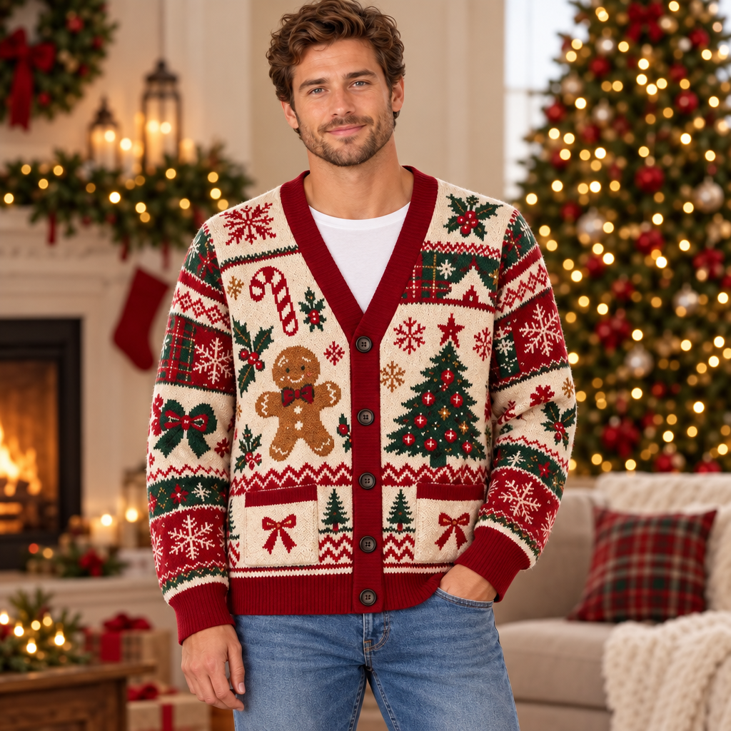 Square male cardigan mockup