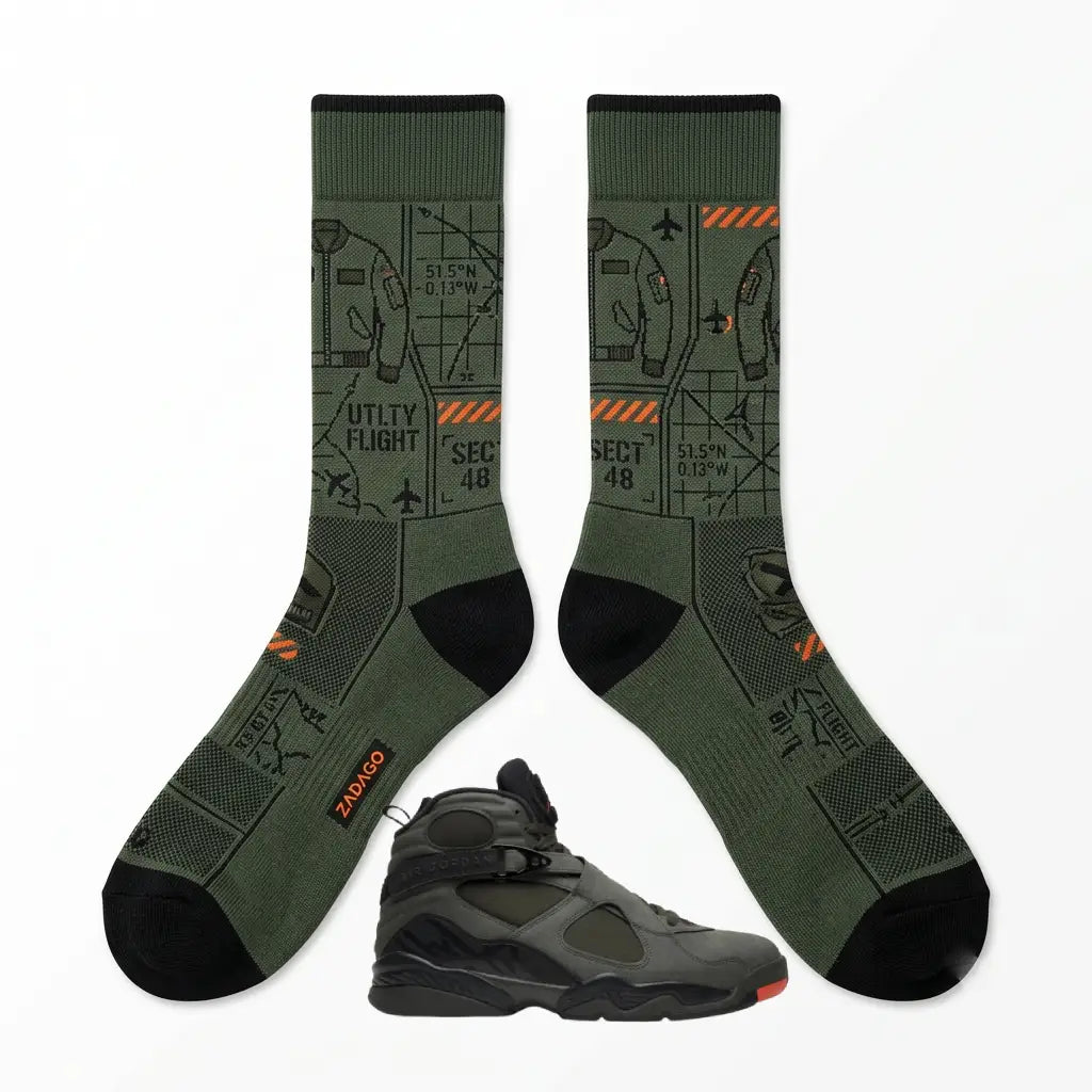 Take Flight Sneaker Match Socks – Air Jordan 8 Retro Inspired Mid-Calf Crew Socks