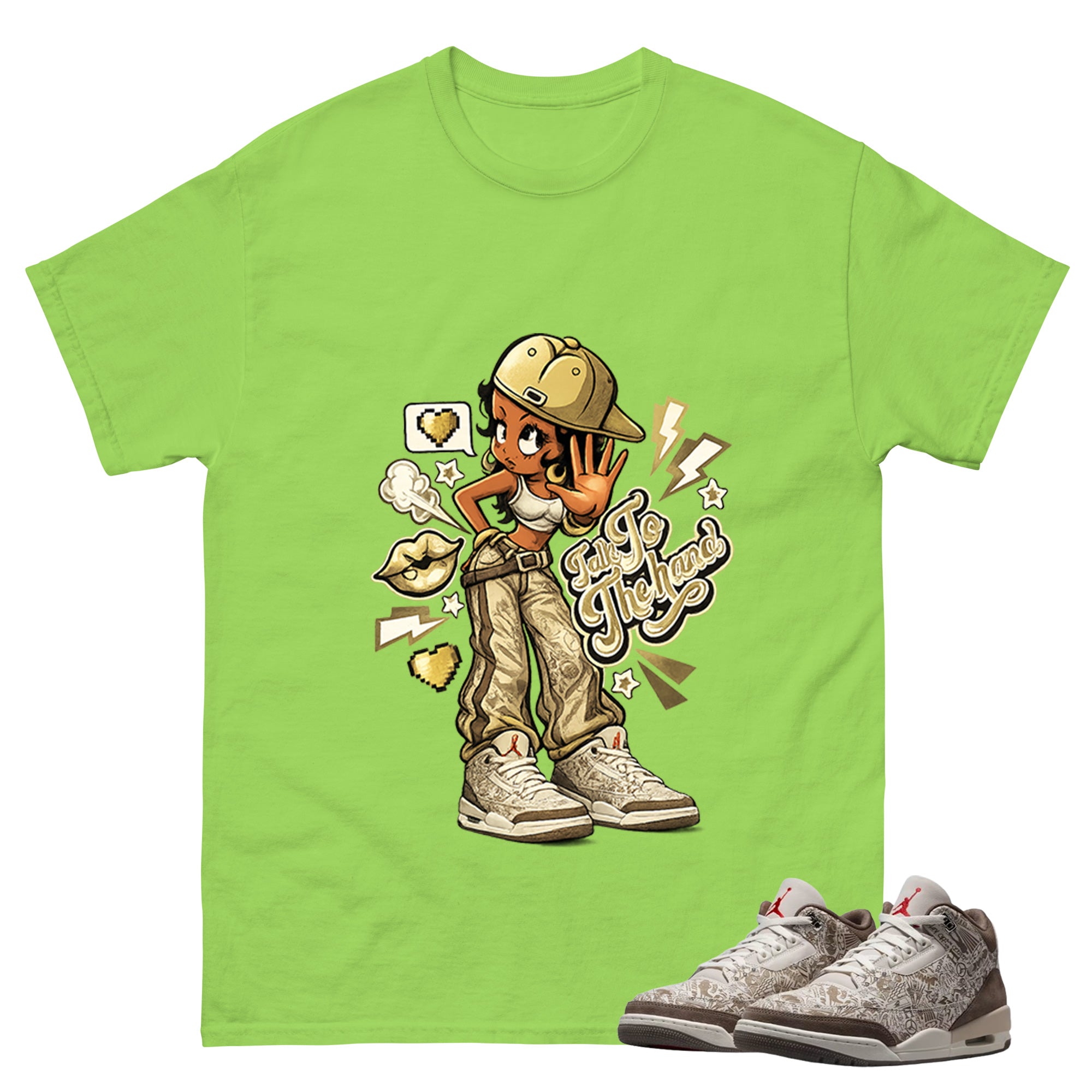 Talk To The Hand Shirt To Match Air Jordan 3 Retro Laser Palomino Unisex Cotton Graphic Tee