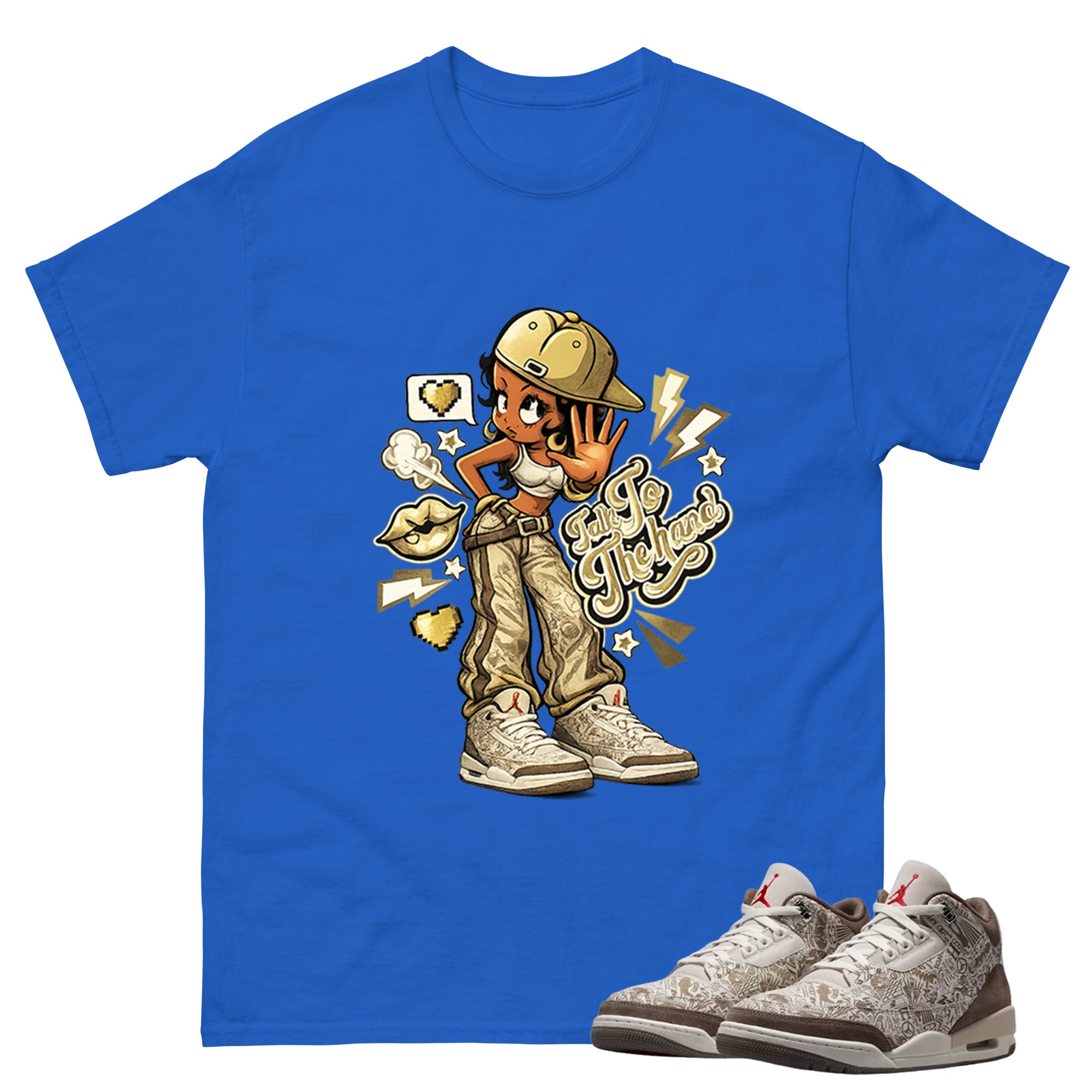 Talk To The Hand Shirt To Match Air Jordan 3 Retro Laser Palomino Unisex Cotton Graphic Tee