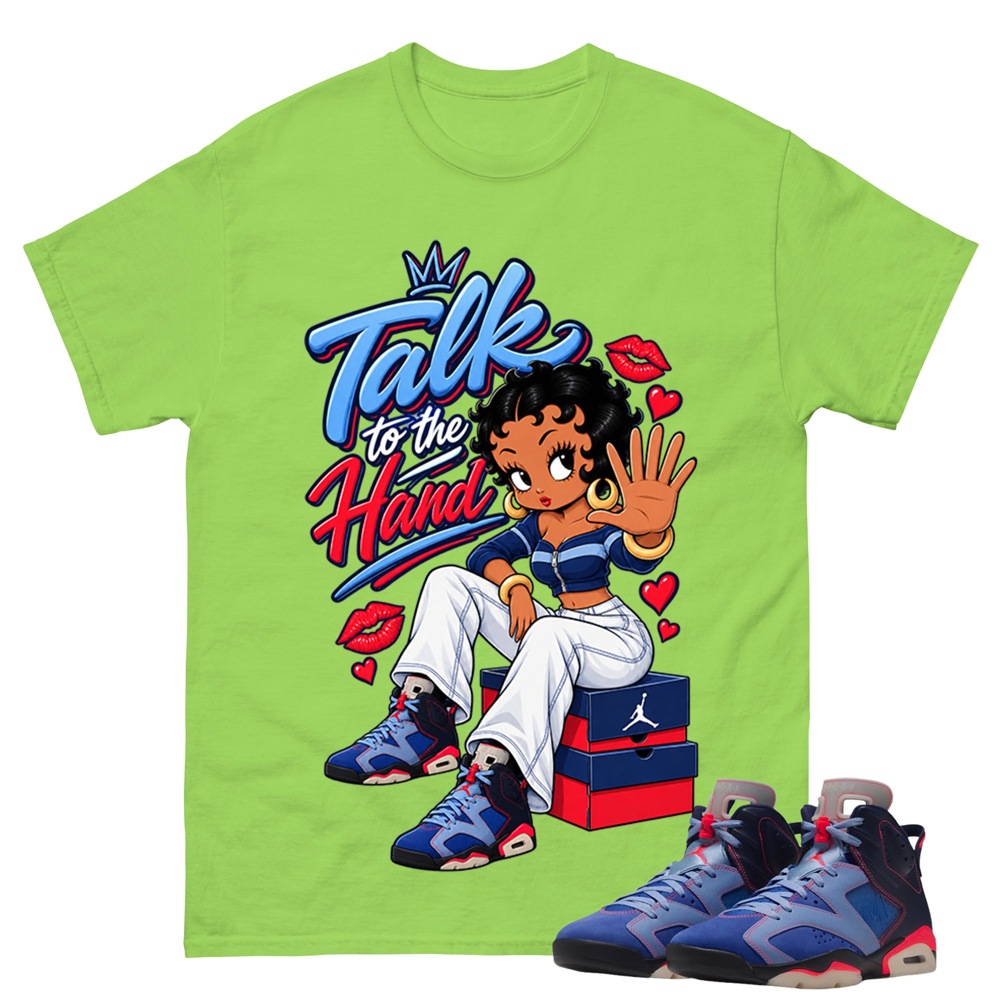 Talk To The Hand Shirt To Match Air Jordan 6 x Awake NY Midnight Navy Unisex Cotton Graphic Tee