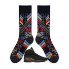 Tinker Air Raid Sneaker Match Socks – Air Jordan 8 Retro Inspired Mid-Calf Crew Socks
