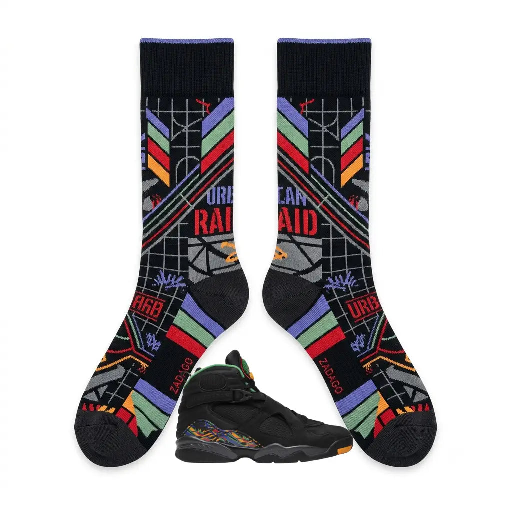 Tinker Air Raid Sneaker Match Socks – Air Jordan 8 Retro Inspired Mid-Calf Crew Socks