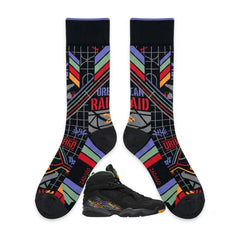 Tinker Air Raid Sneaker Match Socks – Air Jordan 8 Retro Inspired Mid-Calf Crew Socks