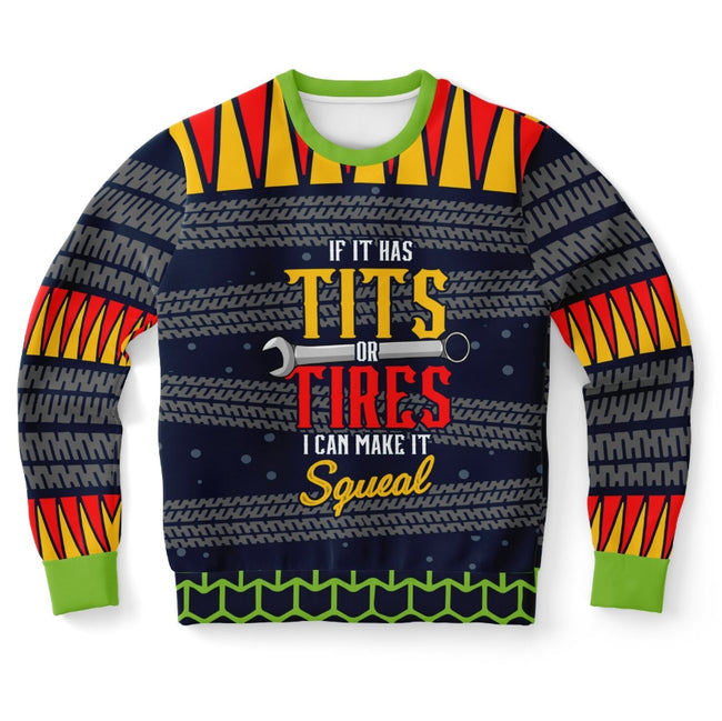 Tits or Tires Squeal Ugly Christmas Sweatshirt A Christmas Sweater Gifts For Men - Zillykick Hover Image