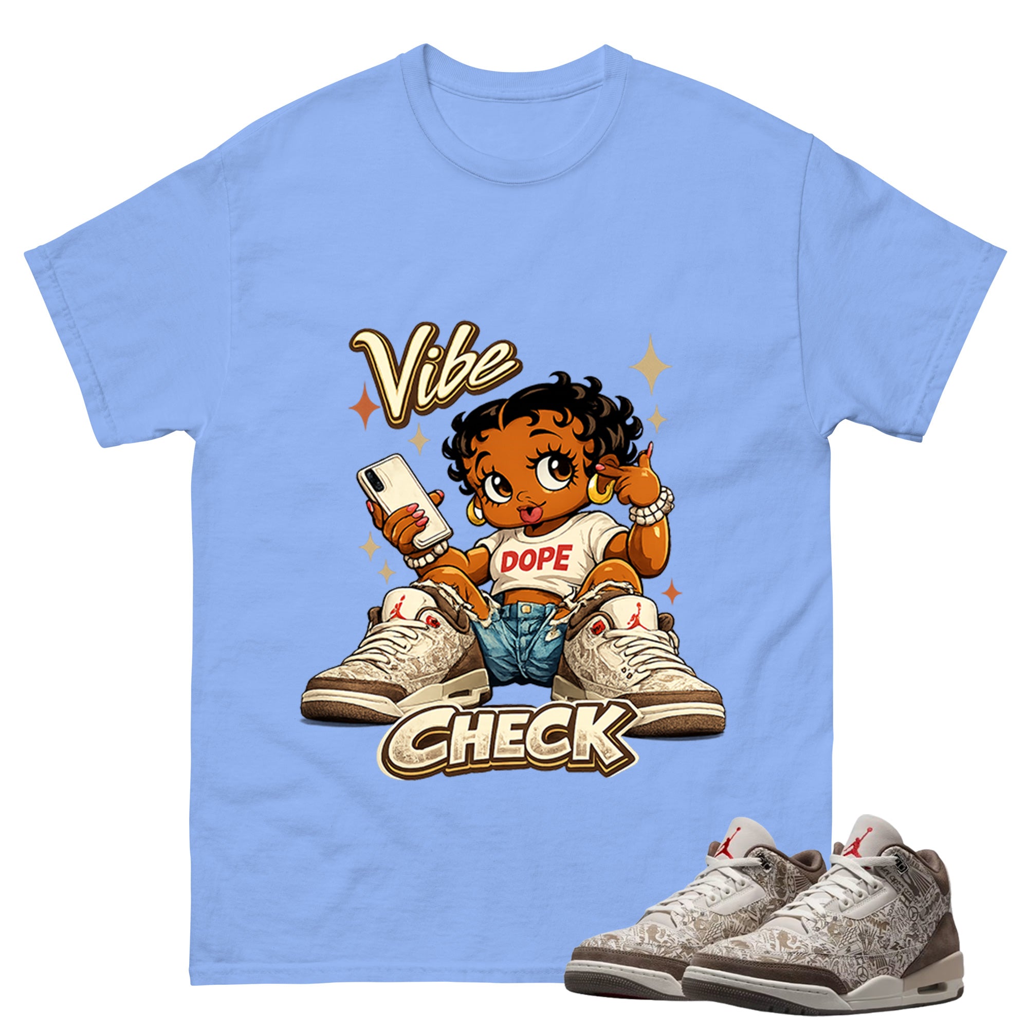 Vibe Check Shirt To Match Air Jordan 3 Retro Laser Palomino Unisex Cotton Graphic Tee