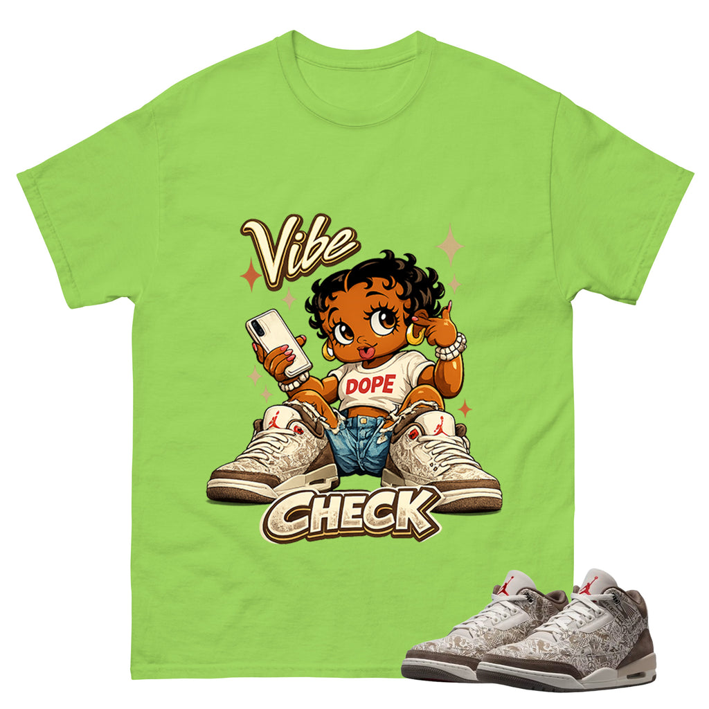 Vibe Check Shirt To Match Air Jordan 3 Retro Laser Palomino Unisex Cotton Graphic Tee