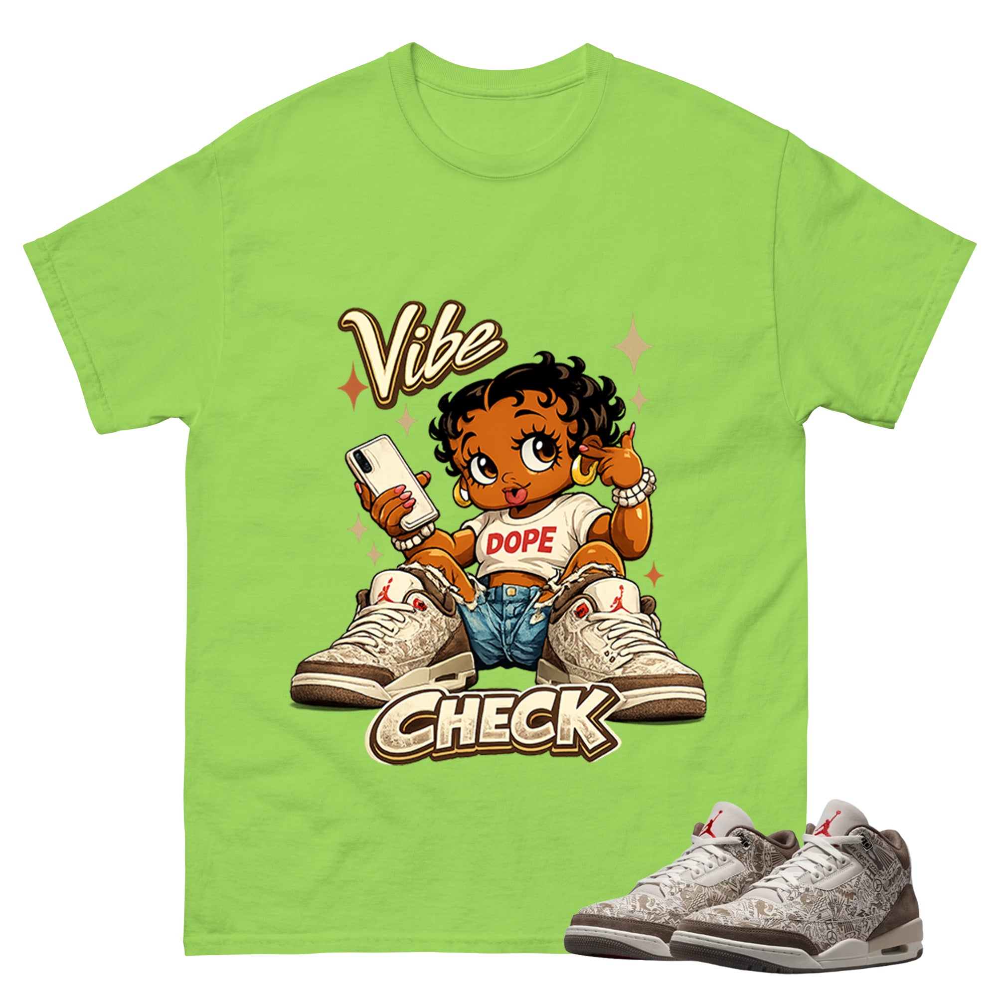 Vibe Check Shirt To Match Air Jordan 3 Retro Laser Palomino Unisex Cotton Graphic Tee