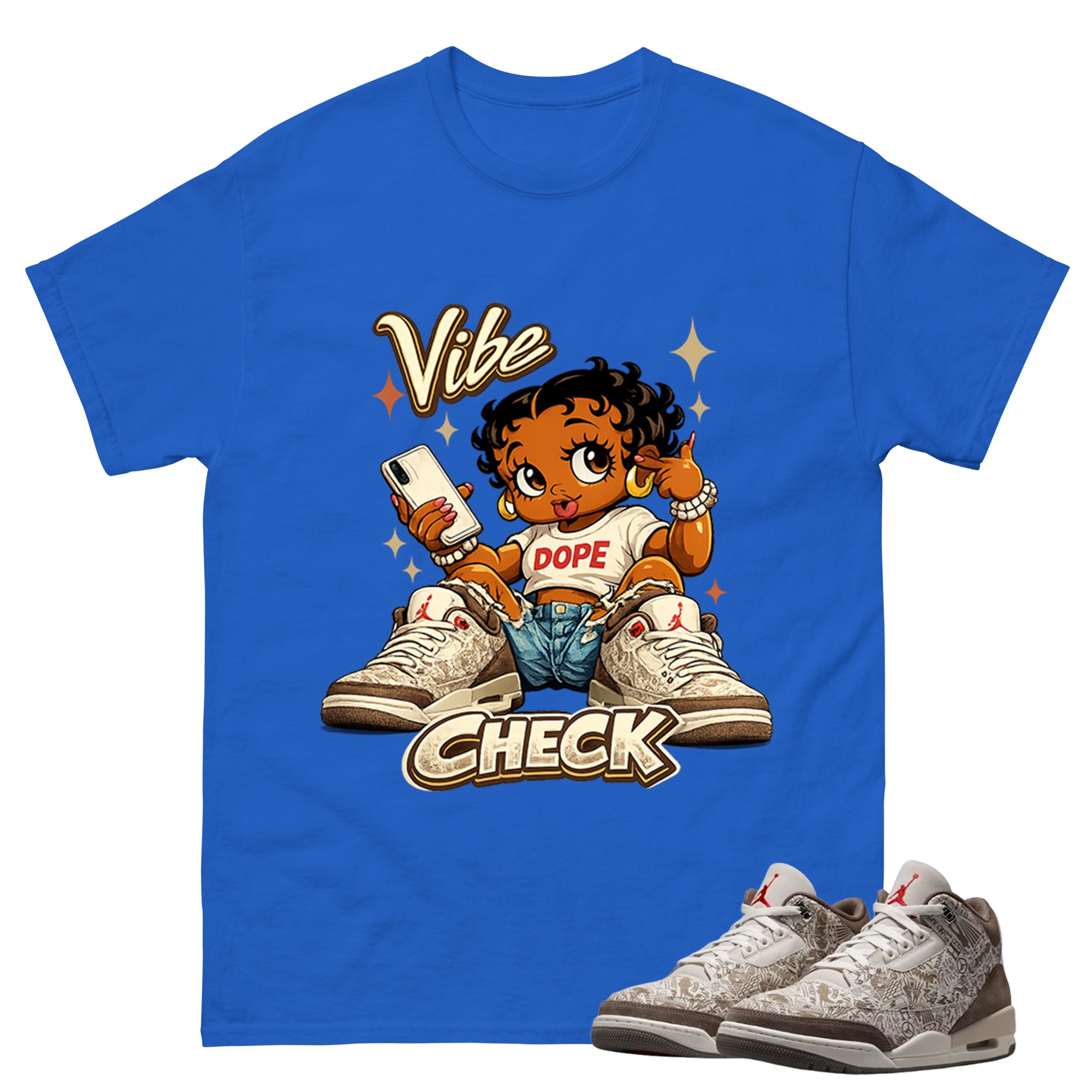 Vibe Check Shirt To Match Air Jordan 3 Retro Laser Palomino Unisex Cotton Graphic Tee