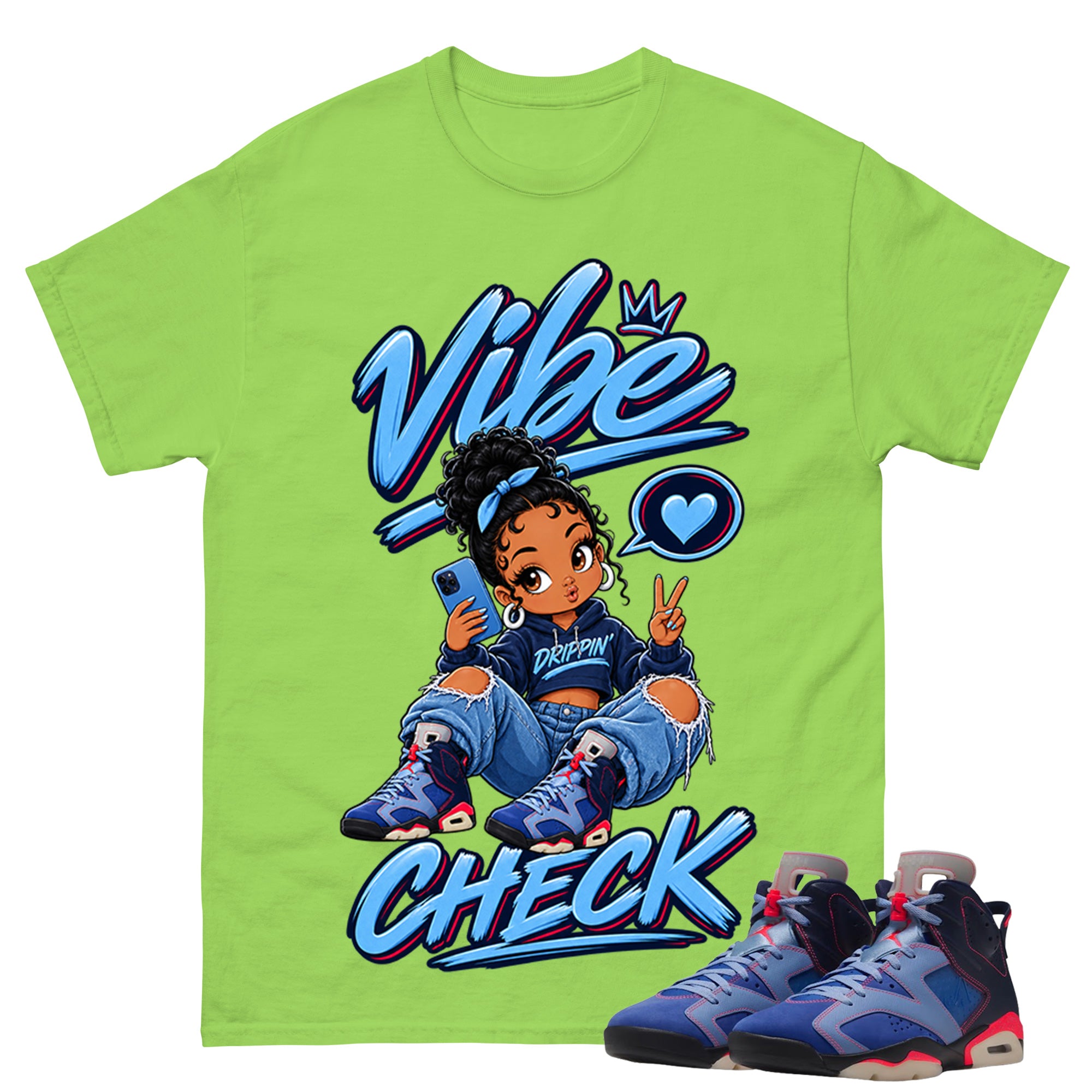 Vibe Check Shirt To Match Air Jordan 6 x Awake NY Midnight Navy Unisex Cotton Graphic Tee