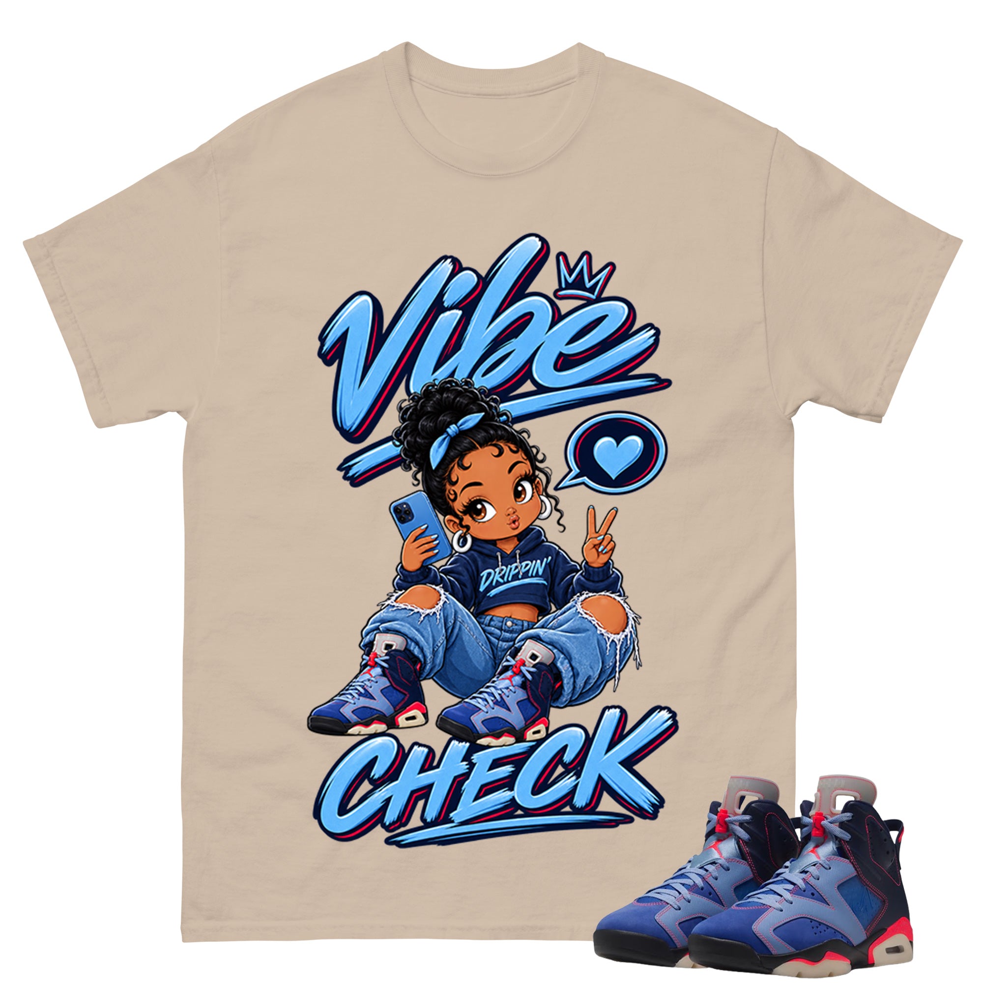 Vibe Check Shirt To Match Air Jordan 6 x Awake NY Midnight Navy Unisex Cotton Graphic Tee
