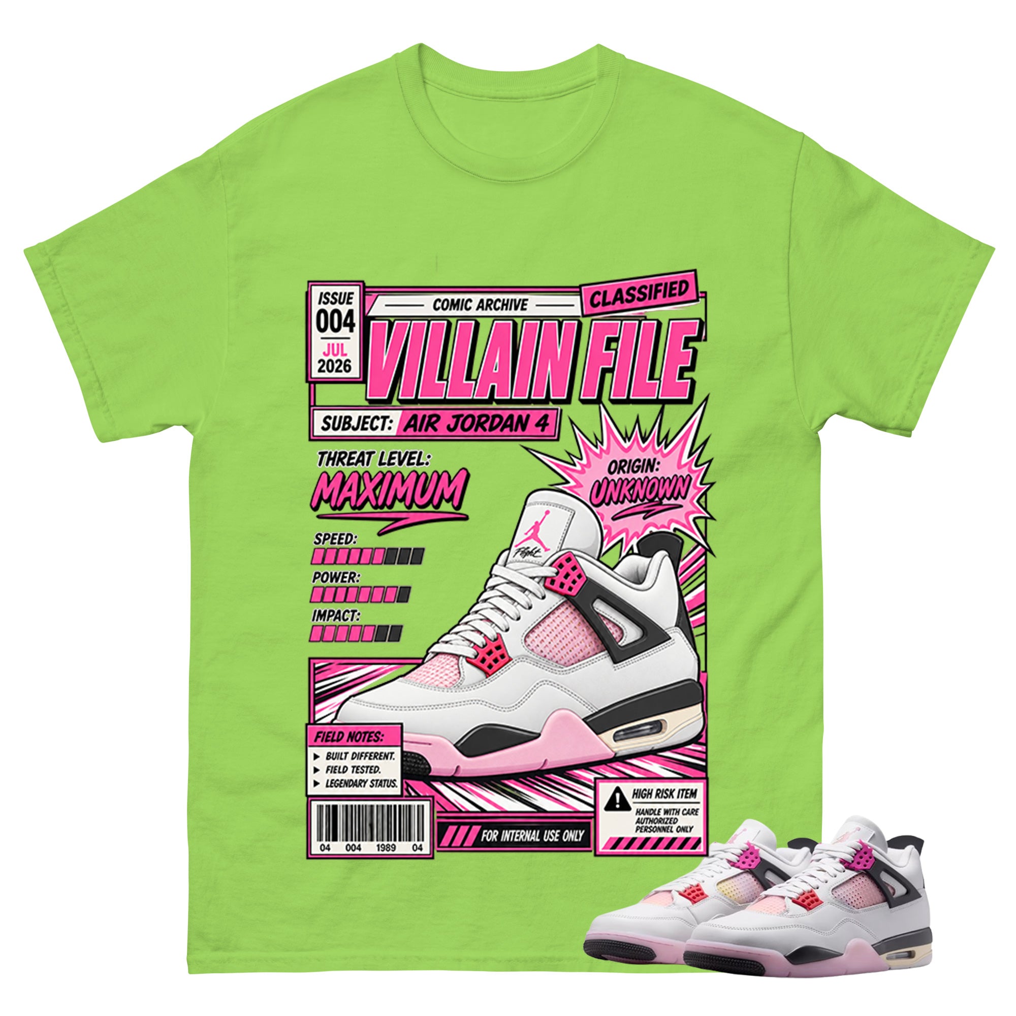 Villain File Shirt To Match Air Jordan 4 Comic Unisex Cotton Graphic Tee